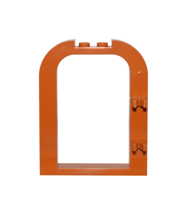 LEGO - Deurframe 1 x 6 x 6 met gebogen bovenkant, 1 x 2 uitsparing en clips - Dark Orange | N