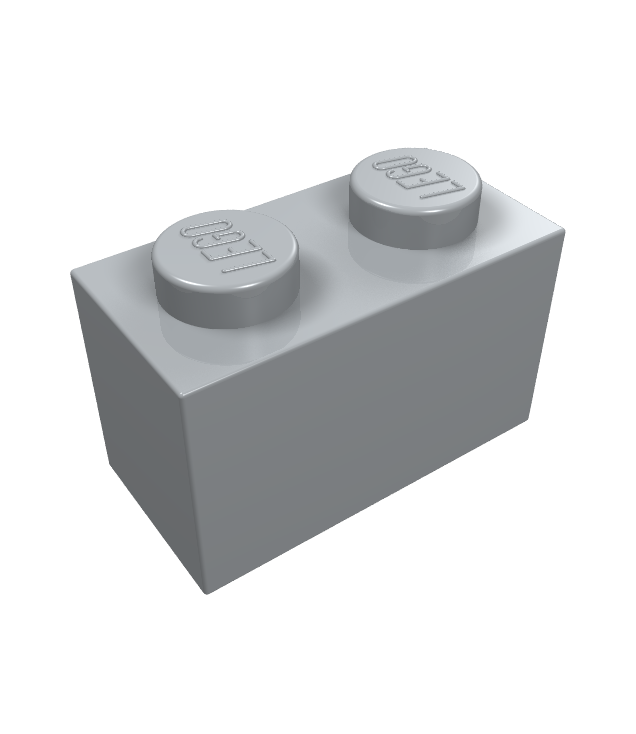 LEGO - Steen 1 x 2 - Light Bluish Gray | N