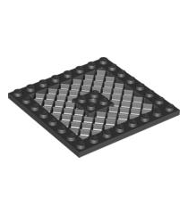 LEGO - Plaat, gemodificeerd 8 x 8 met rooster en gat in het midden - Black | N - Thumbnail