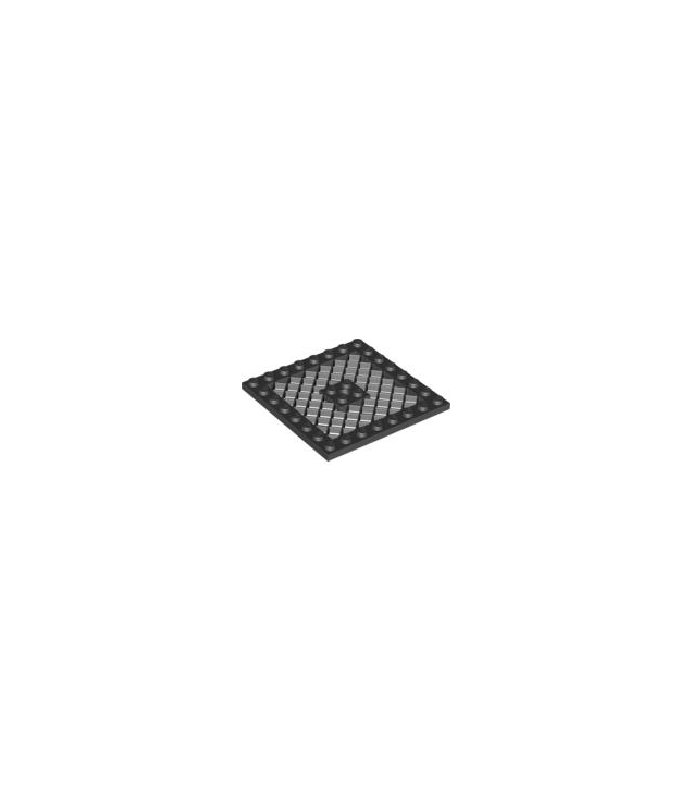 LEGO - Plaat, gemodificeerd 8 x 8 met rooster en gat in het midden - Black | N