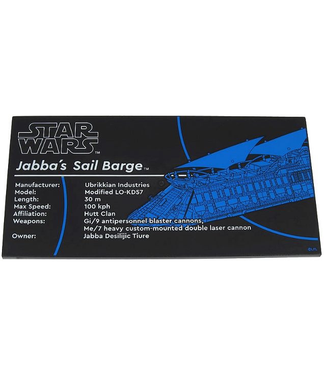 LEGO - Tegel 8 x 16 met onderbuizen en getextureerd oppervlak met Star Wars Jabba’s Sail Barge-patroon - Black | N