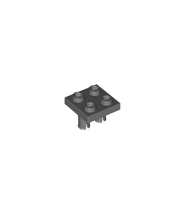 LEGO - Plaat, gemodificeerd 2 x 2 met pinnen aan onderzijde - Dark Bluish Gray | N