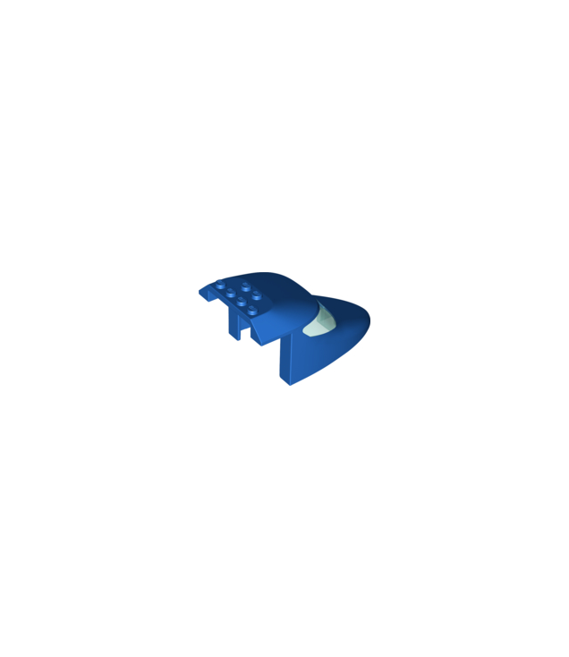 LEGO - Vliegtuigromp voorzijde boven gebogen 6 x 10 x 4 met 2 raampanelen en trans-lichtblauw glas - Blue | N