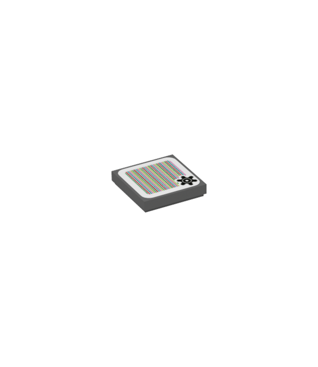 LEGO - Tegel 2 x 2 met Super Mario-scan­code-tandwielpatroon (sticker) – sets 71387 / 71423 - Dark Bluish Gray | N