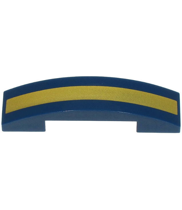 LEGO - Helling, gebogen 4 x 1 x 2/3 dubbel met dikke gouden streep - Dark Blue | N