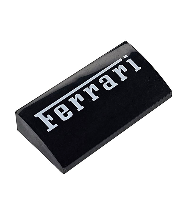 LEGO - Helling, gebogen 2 x 4 x 2/3 met onderop buizen en witte ‘Ferrari’-opdruk - Black | N