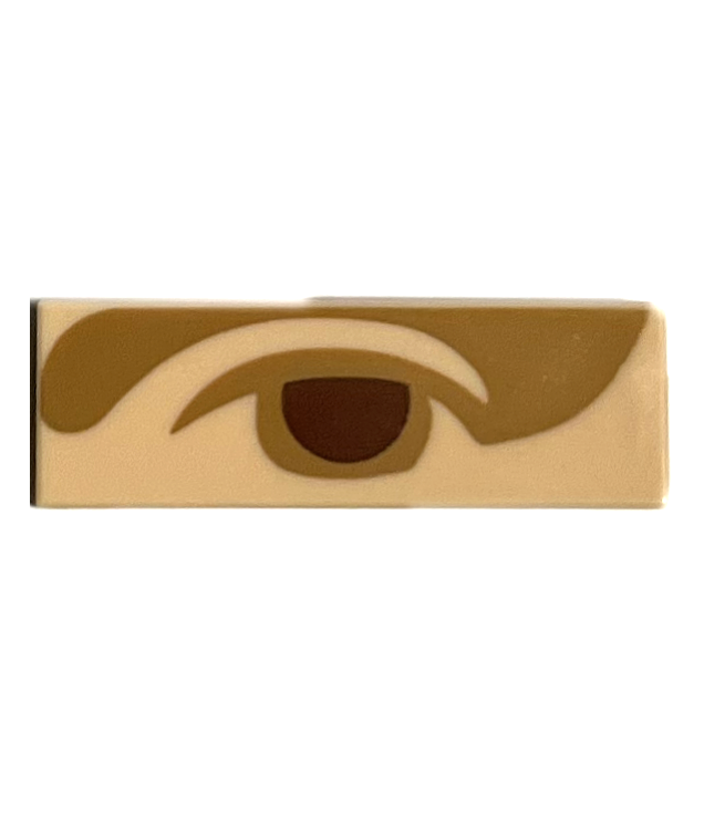LEGO - Tegel 1 x 3 met roodbruine linkeroogopdruk met medium nougat ooglid en schaduw (Mona Lisa) - Light Nougat | N