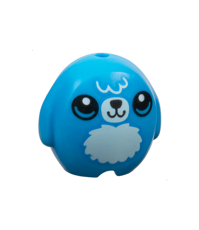 LEGO - Minifiguur-accessoire, knuffelkussen hond met zwarte neus, mond en ogen, witte pupillen en licht-aqua haar en buikvacht - Dark Azure | N