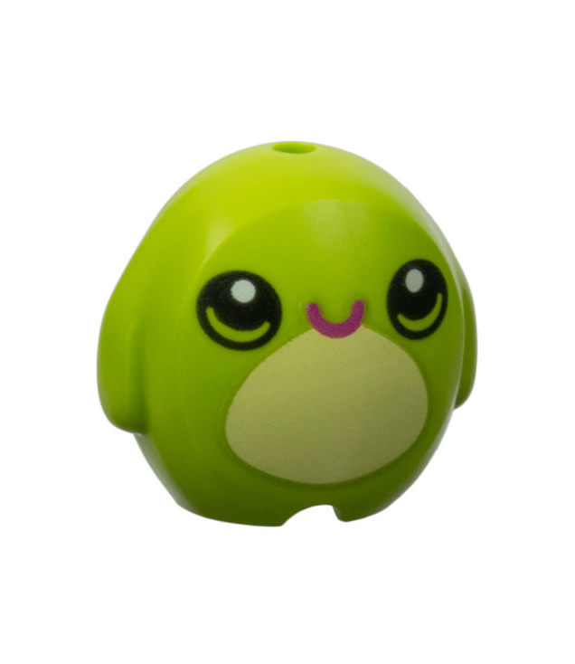 LEGO - Minifiguur-accessoire, knuffelkussen kikker met zwarte ogen, magenta mond en lichtgele buik - Lime | N