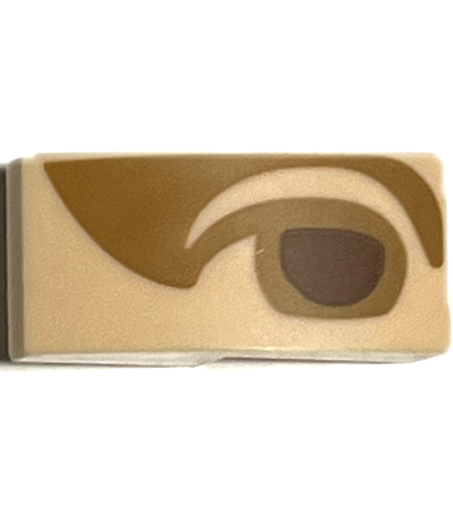 LEGO - Helling, gebogen 2 x 1 x 2/3 met roodbruin rechteroog met medium nougat ooglid en schaduw (Mona Lisa) - Light Nougat | N