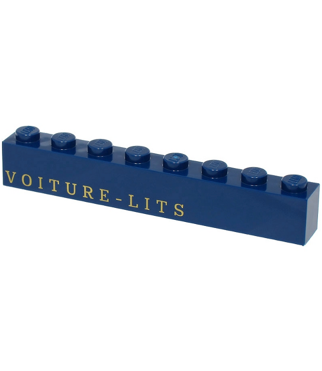 LEGO - Steen 1 x 8 met gouden ‘VOITURE-LITS’-opdruk - Dark Blue | N