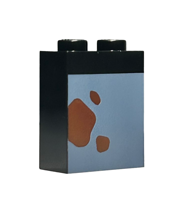 LEGO - Steen 1 x 2 x 2 met binnenste nophouder en roodbruine vlekken op zandblauwe achtergrond (BrickHeadz Harry Potter-torso) - Black | N