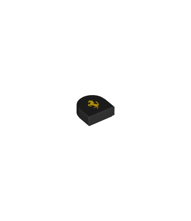LEGO - Tegel, rond 1 x 1 halve cirkel verlengd met Ferrari-logo en geel paard - Black | N
