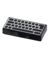 LEGO - Tegel 1 x 2 met toetsenbord met blanco toetsenpatroon - Black | N - Thumbnail