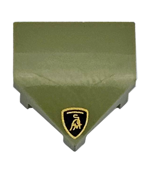LEGO - Wig 2 x 2 x 2/3 puntig met Lamborghini-logo - Olive Green | N