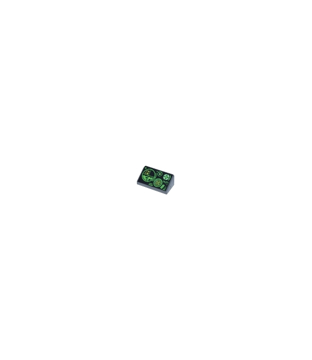 LEGO - Helling 30 graden graden 1 x 2 x 2/3 met groene meters en radarscherm op zwarte achtergrond - Dark Bluish Gray | N