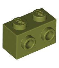 LEGO - Steen, gemodificeerd 1 x 2 met noppen aan één zijde - Olive Green | N - Thumbnail