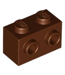 LEGO - Steen, gemodificeerd 1 x 2 met noppen aan één zijde - Reddish Brown | N - Thumbnail