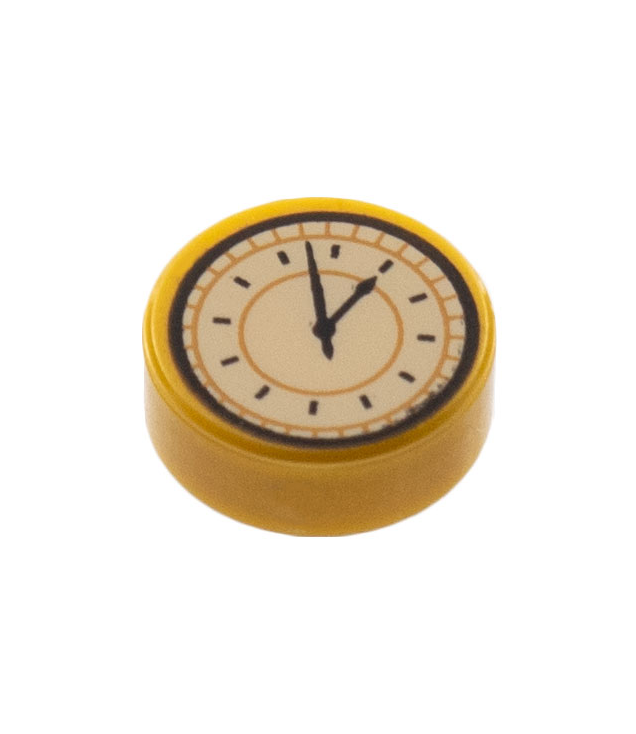 LEGO - Tegel, rond 1 x 1 met beige klokopdruk - Pearl Gold | N