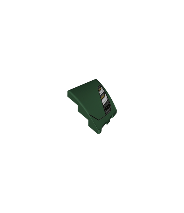 LEGO - Wig 3 x 2 links zonder noppen met Lotus Evija-koplampopdruk - Dark Green | N