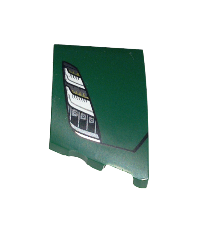 LEGO - Wig 3 x 2 rechts zonder noppen met Lotus Evija-koplampopdruk - Dark Green | N