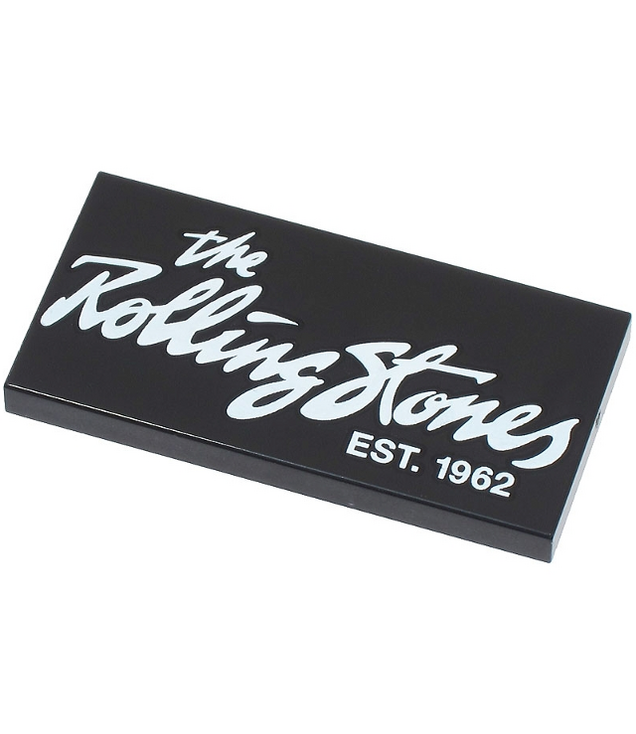 LEGO - Tegel 2 x 4 met ‘The Rolling Stones EST. 1962’-opdruk - Black | N