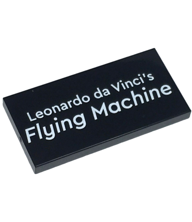 LEGO - Tegel 2 x 4 met witte tekst ‘Leonardo da Vinci’s Flying Machine’ - Black | N