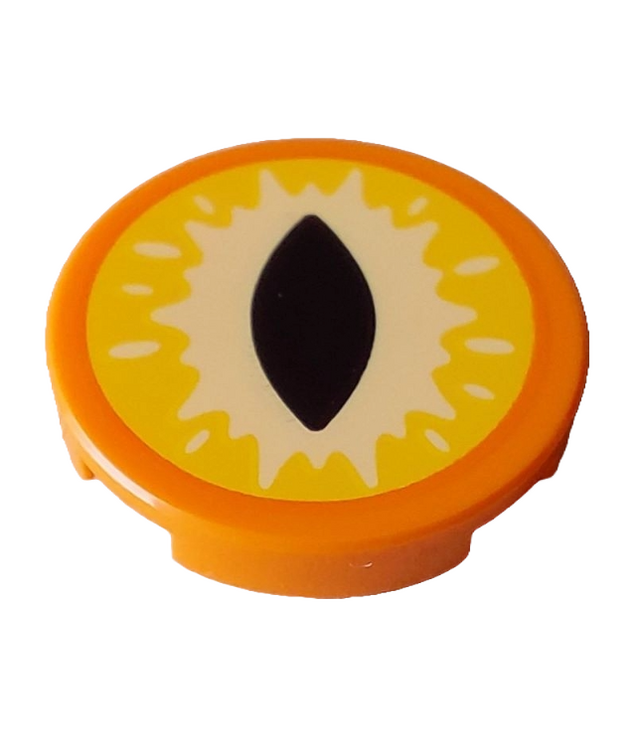 LEGO - Tegel, rond 2 x 2 met onderop een nophouder en geel-lichtgeel oog met zwarte spleetpupil (Dungeons & Dragons Beholder) - Orange | N