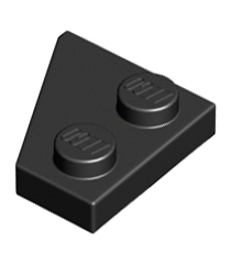 LEGO - Wig, plaat 2 x 2 rechts - Black | N - Thumbnail