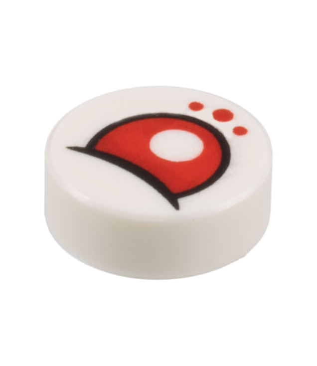 LEGO - Tegel, rond 1 x 1 met halfgesloten rood oog en stippenpatroon - White | N