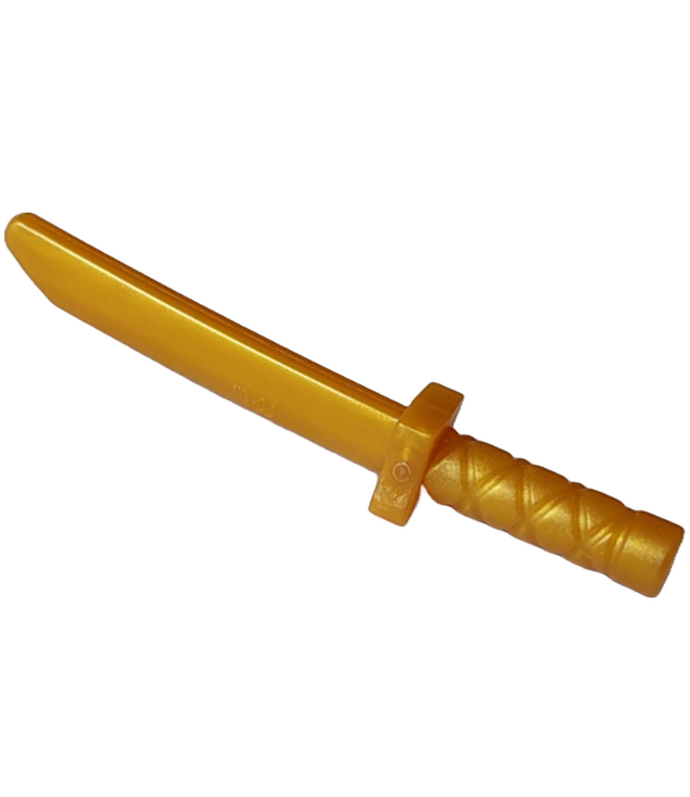LEGO - Minifiguur-wapen, zwaard shamshir / katana met kort lemmet - Pearl Gold | N