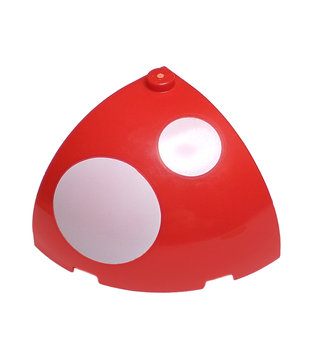 LEGO - Steen, ronde hoek 4 x 4 x 2 2/3 met koepelvormige bovenkant en 2 witte cirkels (Super Mario Piranha Plant-sectie) - Red | N