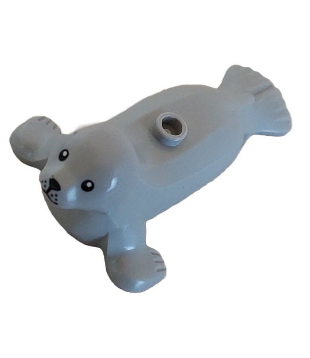 LEGO - Zeehond met nop op rug en zwarte ogen, neus, mond en snorhaarstippen - Light Bluish Gray | N