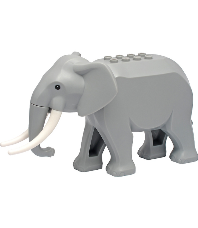 LEGO - Olifant type 2 met lange witte slagtanden - Light Bluish Gray | N