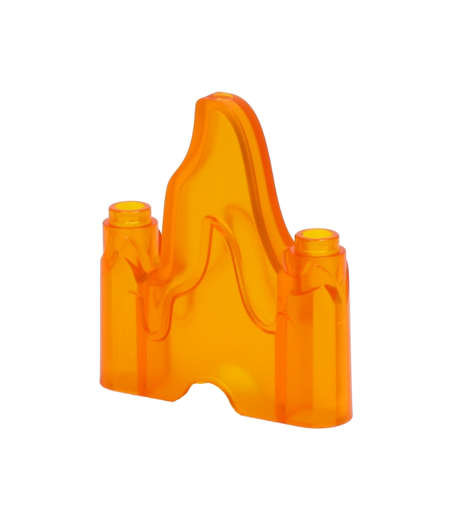 LEGO - Golfvormig element 1 x 4 met 2 noppen aan uiteinden (vlam, rots) - Trans-Orange | N