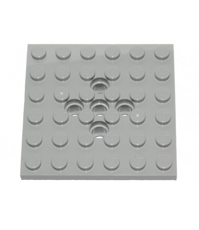 LEGO - Plaat, gemodificeerd 6 x 6 met 5 pen-gaten - Light Bluish Gray | N