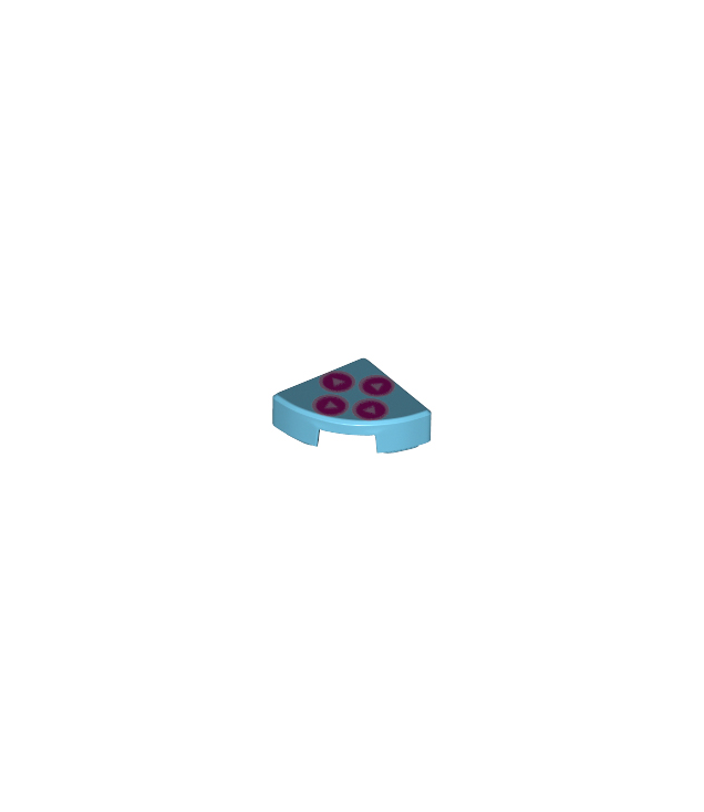 LEGO - Tegel, rond 1 x 1 kwart met magenta en metallic roze richtingsknoppen - Medium Azure | N