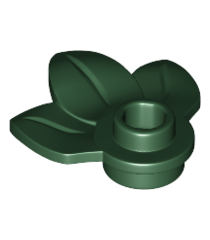 LEGO - Plantplaat, rond 1 x 1 met 3 bladeren - Dark Green | N - Thumbnail