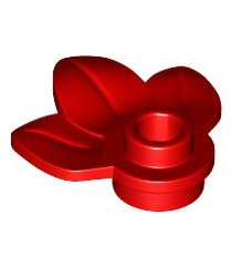 LEGO - Plantplaat, rond 1 x 1 met 3 bladeren - Red | N - Thumbnail