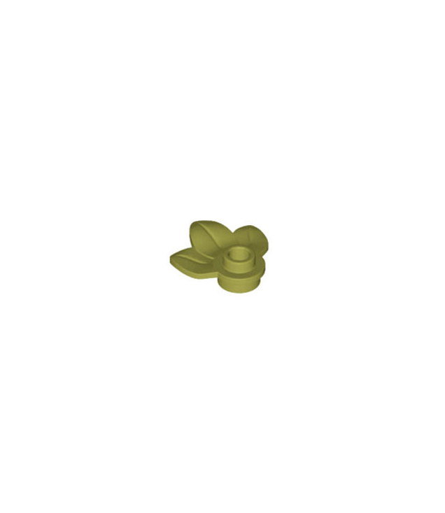 LEGO - Plantplaat, rond 1 x 1 met 3 bladeren - Olive Green | N