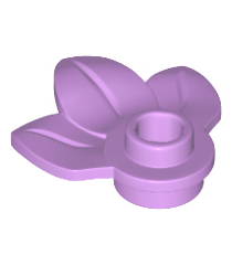 LEGO - Plantplaat, rond 1 x 1 met 3 bladeren - Medium Lavender | N - Thumbnail