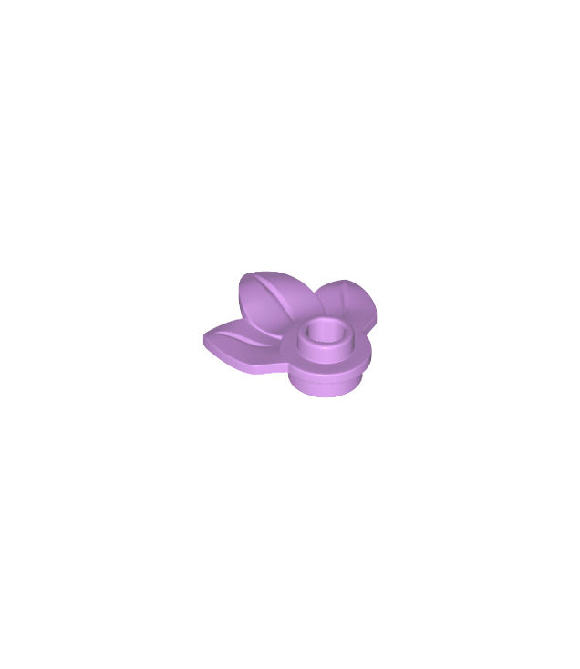 LEGO - Plantplaat, rond 1 x 1 met 3 bladeren - Medium Lavender | N