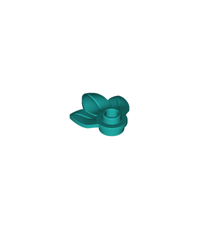 LEGO - Plantplaat, rond 1 x 1 met 3 bladeren - Dark Turquoise | N