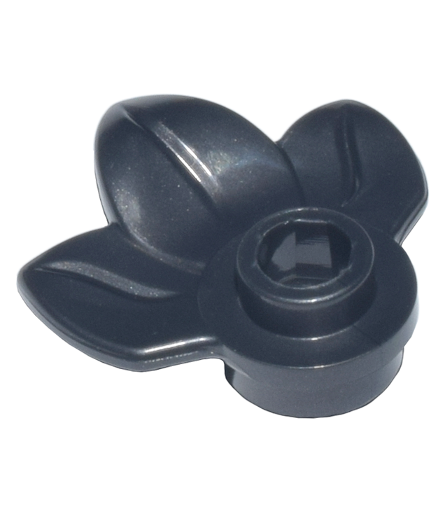 LEGO - Plantplaat, rond 1 x 1 met 3 bladeren - Pearl Dark Gray | N