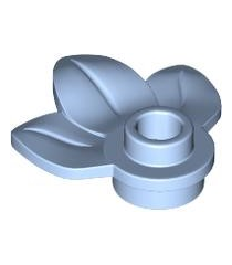 LEGO - Plantplaat, rond 1 x 1 met 3 bladeren - Bright Light Blue | N - Thumbnail