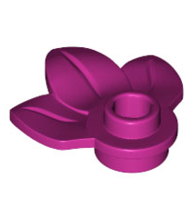 LEGO - Plantplaat, rond 1 x 1 met 3 bladeren - Magenta | N - Thumbnail