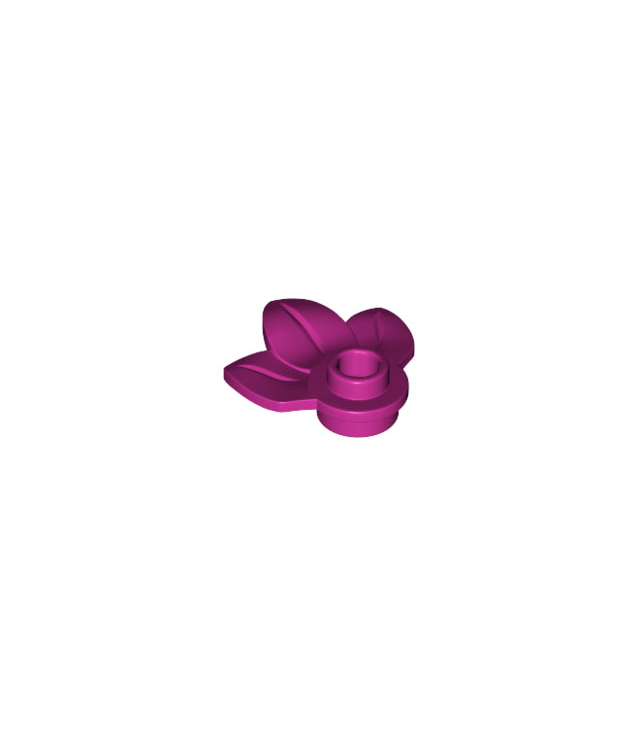 LEGO - Plantplaat, rond 1 x 1 met 3 bladeren - Magenta | N
