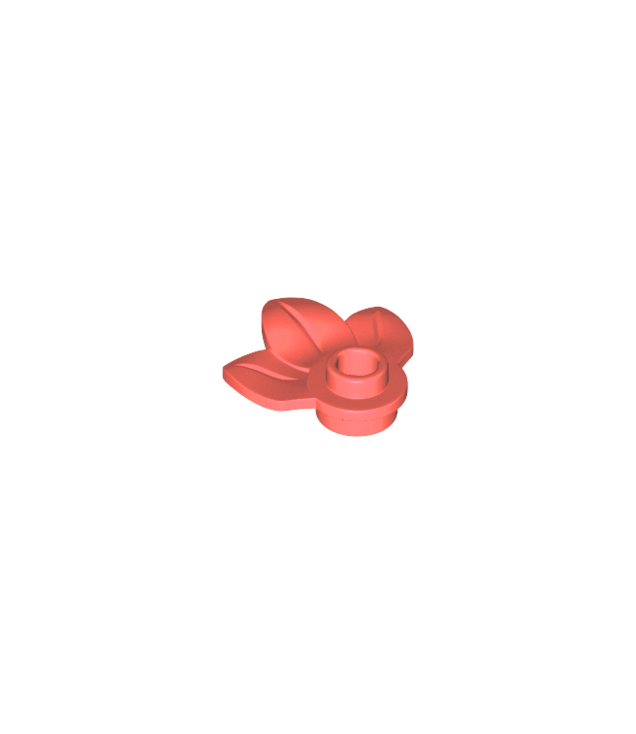 LEGO - Plantplaat, rond 1 x 1 met 3 bladeren - Coral | N