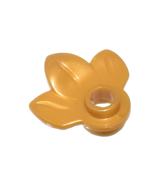 LEGO - Plantplaat, rond 1 x 1 met 3 bladeren - Pearl Gold | N