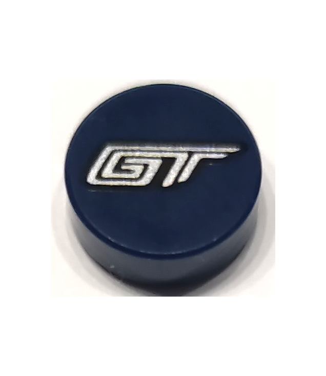 LEGO - Tegel, rond 1 x 1 met zilverkleurige ‘GT’-opdruk - Dark Blue | N